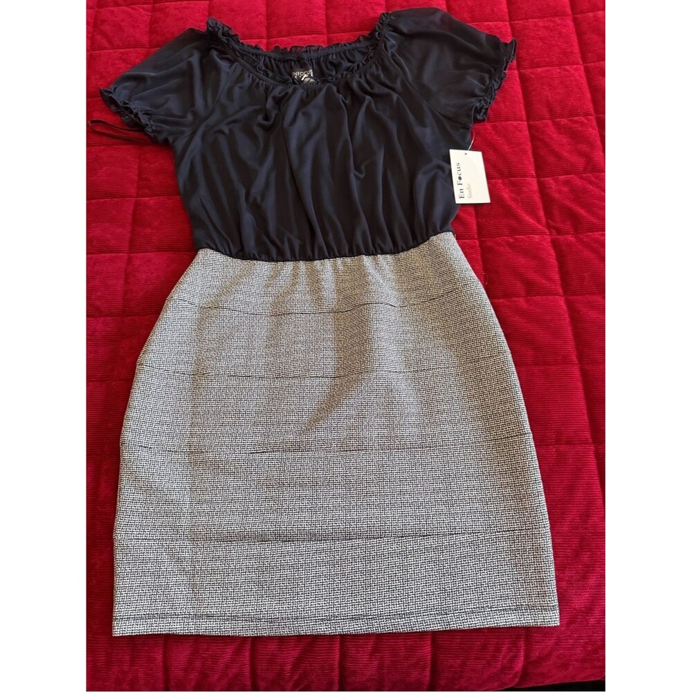 Enfocus Studio Black Satin-Look Dress